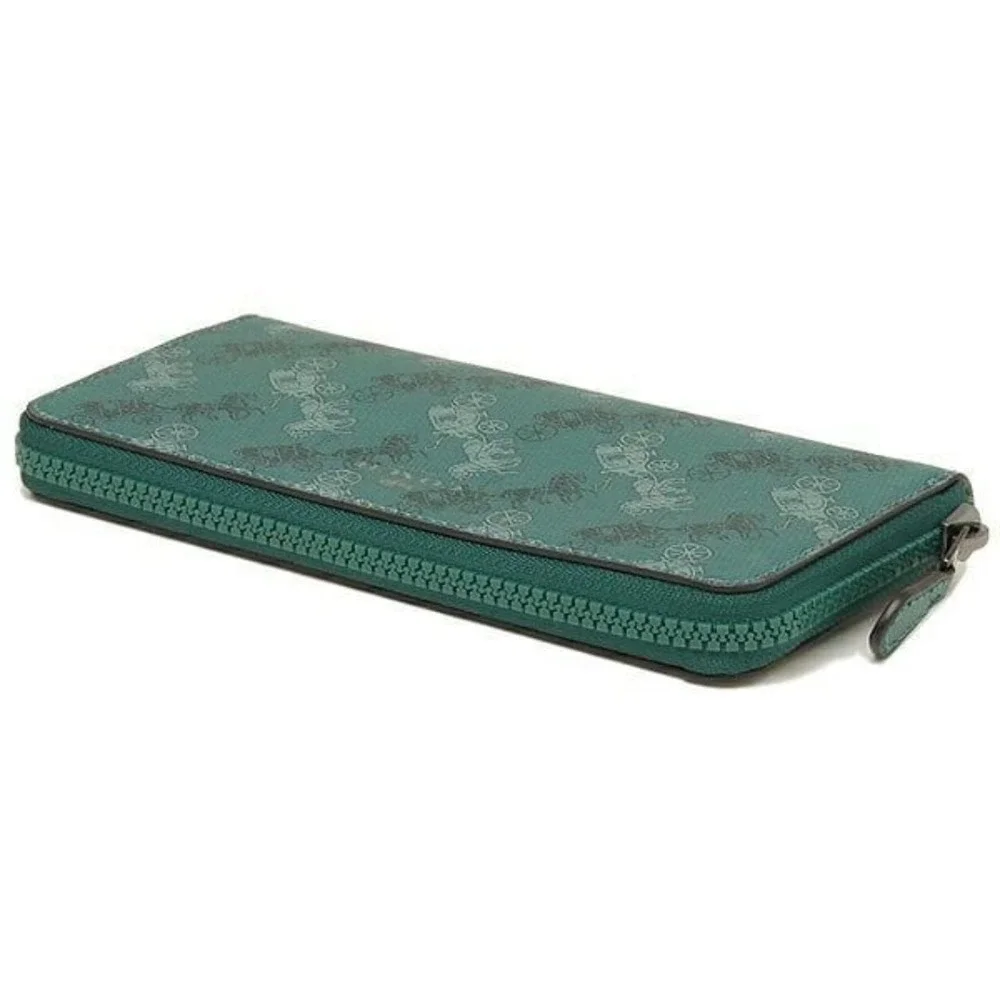 Coach Slim Accordion Zip Wallet With Horse And Carriage Print NEW